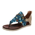 thumbnail image 1 of Women Summer Clip-Toe Sunflower Shoes Zipper Comfy Flats Casual Beach Sandals, 1 of 4