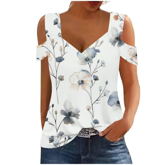 Women Summer Clothes Womens Tops Blouses Cotton Womens Shirts Casual Dressy Women Short Sleeve V Neck Tops Summer Graphic Tees for Women