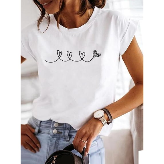 Women Summer Clothes Graphic T-shirt Fashion Short Sleeve Print Love Style 90s Trend Cute T Shirt Clothing Tee Female Top