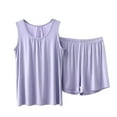 thumbnail image 1 of Women Summer Cotton Pajama Set Plus Size Soft Lounge Shorts & Sleeveless Tank Top Sleepwear for Home, 1 of 3