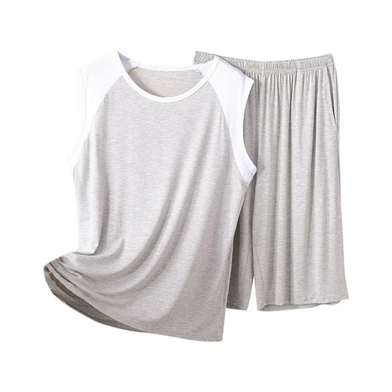 Women Summer Cotton Pajama Set Plus Size Soft Lounge Shorts & Sleeveless Tank Top Sleepwear for Home
