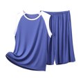 thumbnail image 1 of Women Summer Cotton Pajama Set Plus Size Soft Lounge Shorts & Sleeveless Tank Top Sleepwear for Home, 1 of 2