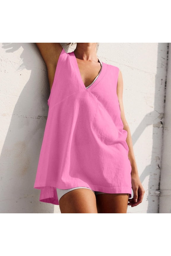 Women Summer Deep V Neck Tank Top Loose Fit Flowy Sleeveless Shirt Small Tops Long Sleeve Layering T Women Short Sleeve T Shirt Women Casual Tee Womens Long Sleeve Athletic Shirt Loose Fit Short