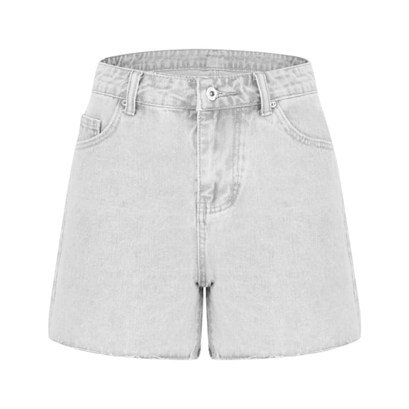 Women Summer Denim Shorts Lightweight Back-Elastic Waist Wide Leg Shorts