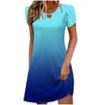thumbnail image 1 of Women Summer Dress Ruffle Petal V-Neck Sundress Short Sleeve Casual Dress Blue XXL, 1 of 5