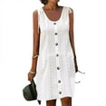 thumbnail image 1 of Women Summer Dresses 2024 Loose U Neck Sleeveless Tank Top Pleated Dress for Women Casual Long Sleeve Dress Button Dress Petite Maxi Dress Summer Midi Dress for Women Casual Dresses Midi Cute Summer, 1 of 5