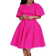 thumbnail image 1 of Women Summer Dresses Casual Puff Sleeve Swing A Line Short Dress Pleated Dress, 1 of 8