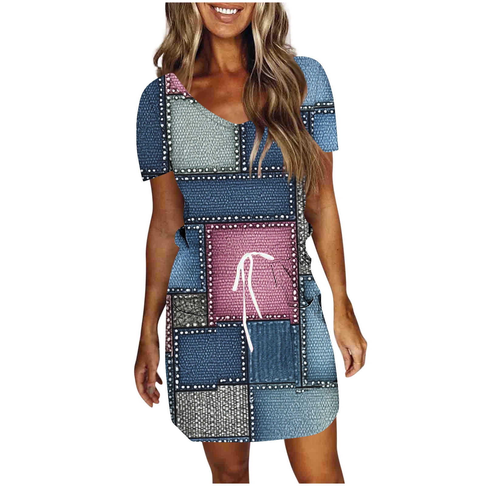 Vacation-style sundress, slimming floral print short dress main image 1