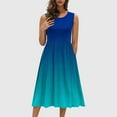 thumbnail image 1 of Women Summer Dresses Plus Size, Fashion Women's Dresses Summer Casual Round Neck Sleeveless Solid Beach Sundresses Boho Dress(Blue,XL), 1 of 9