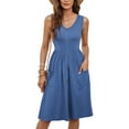 thumbnail image 1 of Women Summer Dresses Sleeveless Casual Loose Swing Button Down Midi Dress with Pockets L, 1 of 9