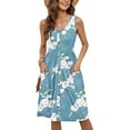 thumbnail image 1 of Women Summer Dresses Sleeveless Casual Loose Swing Button Down Midi Dress with Pockets, 1 of 5
