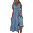 thumbnail image 1 of Women Summer Dresses Sleeveless Solid Color Casual Loose Swing Button Down Maxi Dress Beach Vacation Sundress (Light Blue,Medium), 1 of 6