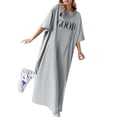 thumbnail image 1 of Women Summer Dresses, Women Dresses,Women's Flowy Summer Dress Casual Loose Fit Floral Print Short Sleeve T-Shirt Maxi Dress Comfortable Stylish Everyday Wear, 1 of 4