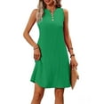 thumbnail image 1 of Women Summer Dresses for Island Vacation Sleeveless V Neck Tunic Dress Casual Beach Sundress Green S, 1 of 8