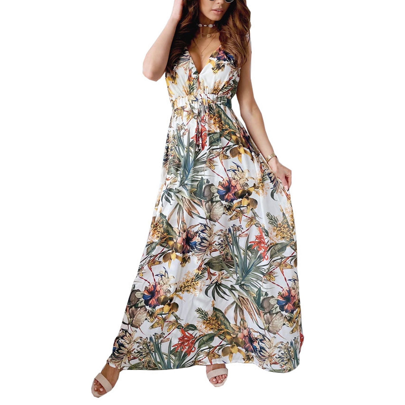Sexy Bohemian Backless Dress Floral Print Summer Party Dress Sexy Bohemian Backless Dress Floral Print Summer Party Dress