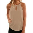 thumbnail image 1 of Women Summer Fashion Solid Color Round Neck Cutout Halter Top, 1 of 1