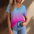 thumbnail image 1 of Women Summer Fashion Tops Printed V Neck Short Sleeved Shirts Casual Loose Comfortable Tops Shirt Athletic Women Tee Shirts Woman Woman's Summer Tops Women T Shirt Stripe Layering Long Sleeve Shirts, 1 of 4