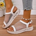 thumbnail image 1 of Women Summer Flat Sandals Buckle Strap Casual Open Toe Mesh Slides Mules Shoes Breathable Fishing Comfortable Outdoor Indoor Slippers White Women Sandal, 1 of 1