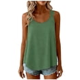 thumbnail image 1 of Women Summer Flowy Tank Top Sleeveless Pajama Tops with Embroidery Straps Solid Loose Fitting Workout Casual Tee, 1 of 7