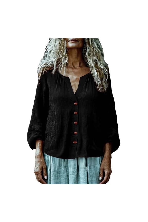 Women Summer Gauze Top Plus Size Vintage Long Sleeve Blouses Outdoor Beach Vacation Travel Shirt Cotton Linen Tunic