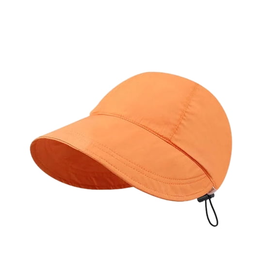 Women Summer Hat Wide Brim Solid Color Drawstring Face Protection Breathable Sunshade Block Sunlight Outdoor Travel Summer Sun Hat Headwear