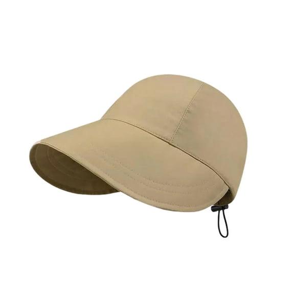 Women Summer Hat Wide Brim Solid Color Drawstring Face Protection Breathable Sunshade Block Sunlight Outdoor Travel Summer Sun Hat Headwear