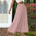 thumbnail image 1 of Women Summer High Waist Flowy Maxi Skirts Solid Color Casual Tiered Long Skirt with Pockets Elegant Pleated A-Line Skirt M, 1 of 7