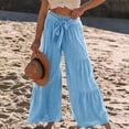 thumbnail image 1 of Women Summer High Waisted Flare Palazzo Pants Beach Pant Long Bottom Trousers Warm up Pants Drawstring Pants for Women Business Casual Pants for Women Petite Women Warm Pants Casual Women Pants Casual, 1 of 5