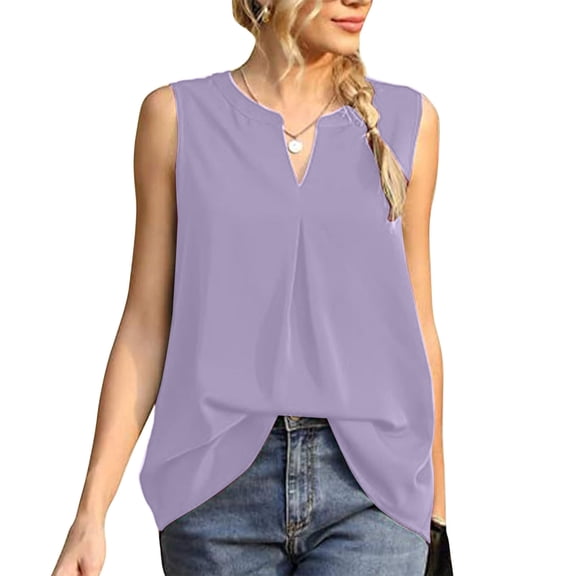 Women Summer Ice Silk Tank Tops Casual Loose V Neck Solid Color Sleeveless Tshirts Trendy Vacation Comfy Soft Cool Camisole