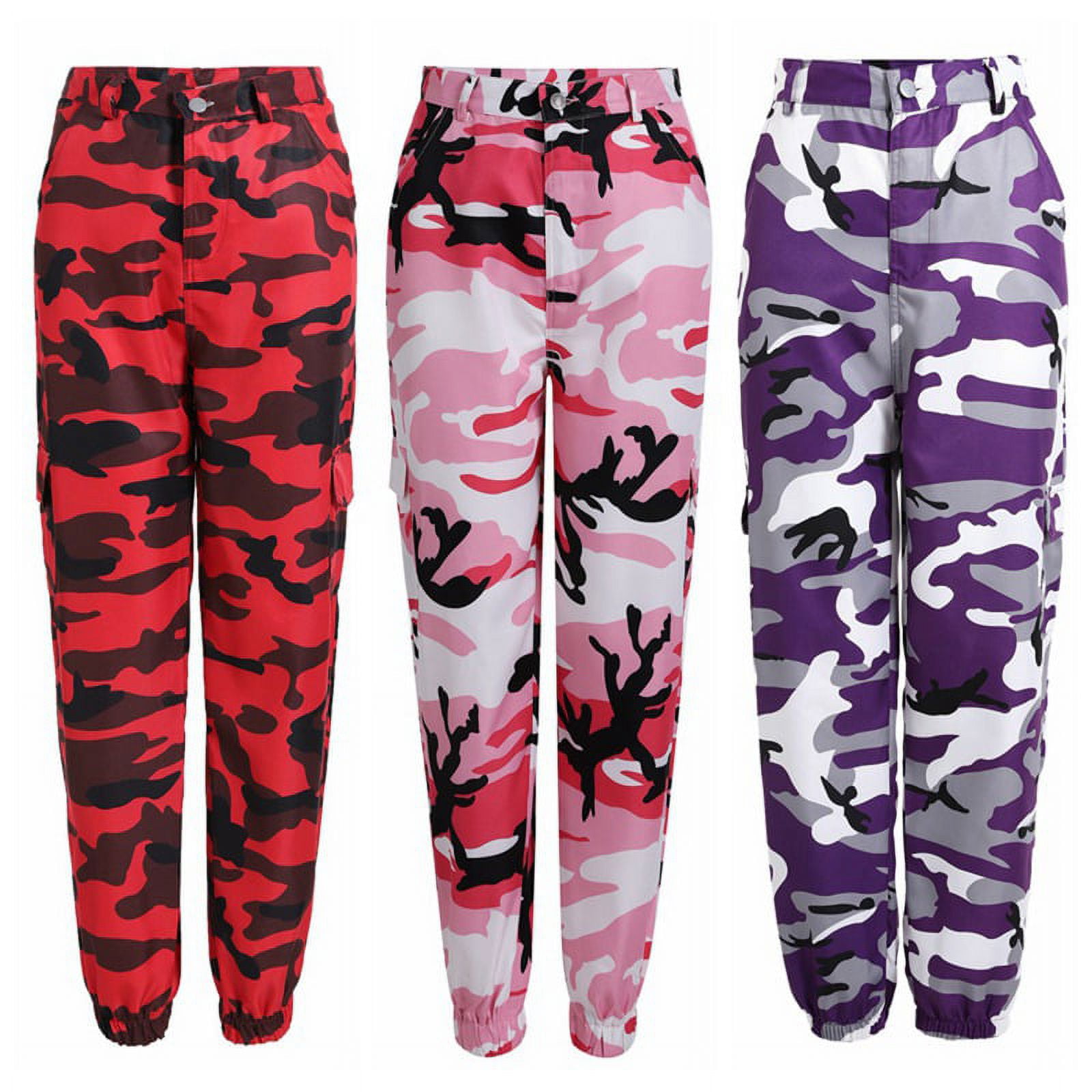 Women Summer Ladies Camo Cargo Pants High Waist Hip Hop Trousers