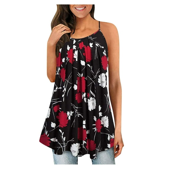 Women Summer Ladies Sleeveless Camis Printed Blouse Tops Clothes Tank Tops 3 Pack Top Women Black Girl Workout Too