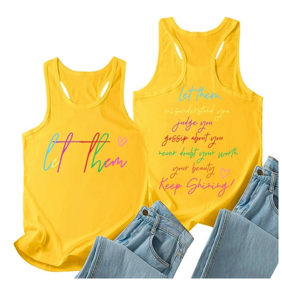 Women Summer Letter Printed Round Neck Casual Sleeveless Vest Top Short Tops Women Layering Top Women Athletic Set Dressy Camisole Women 4 Cropped Tops Back Support Top Women Back Showing Tops Beard