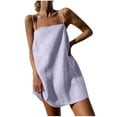 thumbnail image 1 of Women Summer Linen Cotton Mini Dresses Spaghetti Strap Shift Loose Lightweight Casual Comfort Short Dress, 1 of 6
