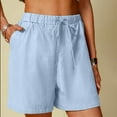 thumbnail image 1 of Women Summer Linen Shorts High Waisted Shorts for Women with Pockets, 1 of 8