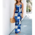 thumbnail image 1 of Women Summer Long Dress Casual Slip Sexy Slim Sleeveless Bodycon Maxi Dresses for Women Blue Plaid M, 1 of 7