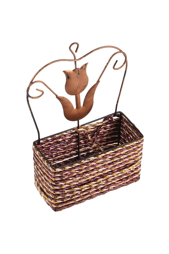 1Pcs Wall Hanging Planter Iron Woven Basket For Plant Lovers Multi Color 12X7In