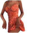 thumbnail image 1 of Women Summer Loose Dress Sleeveless Floral Print V Neck Hollow Out Sundress Casual Beach Dress Mini Dress Length Dress Linen Dress Olive Summer Dress Tunic Swing Dresses for Women Button Dress, 1 of 9