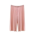 thumbnail image 1 of Women Summer Lounge Capris Lightweight Wide Leg Flowy Ultra Soft Pjs Bottoms Elastic Waisted Cropped Pant, 1 of 6