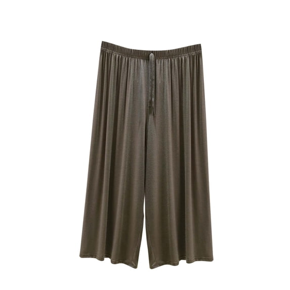 Women Summer Lounge Capris Lightweight Wide Leg Flowy Ultra Soft Pjs Bottoms Elastic Waisted Cropped Pant