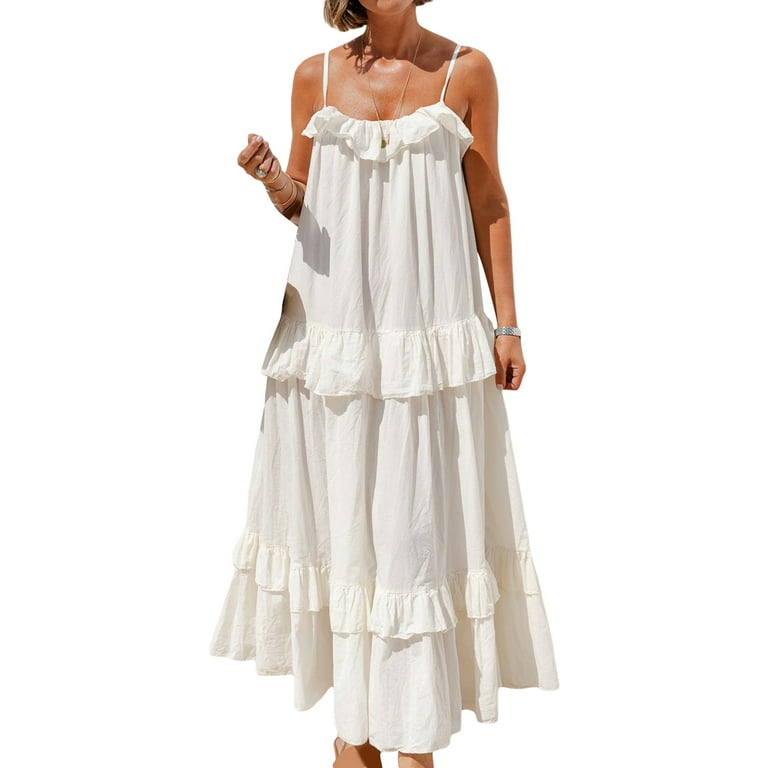 White Cami Long Maix Beach Dress White Cami Long Maix Beach Dress