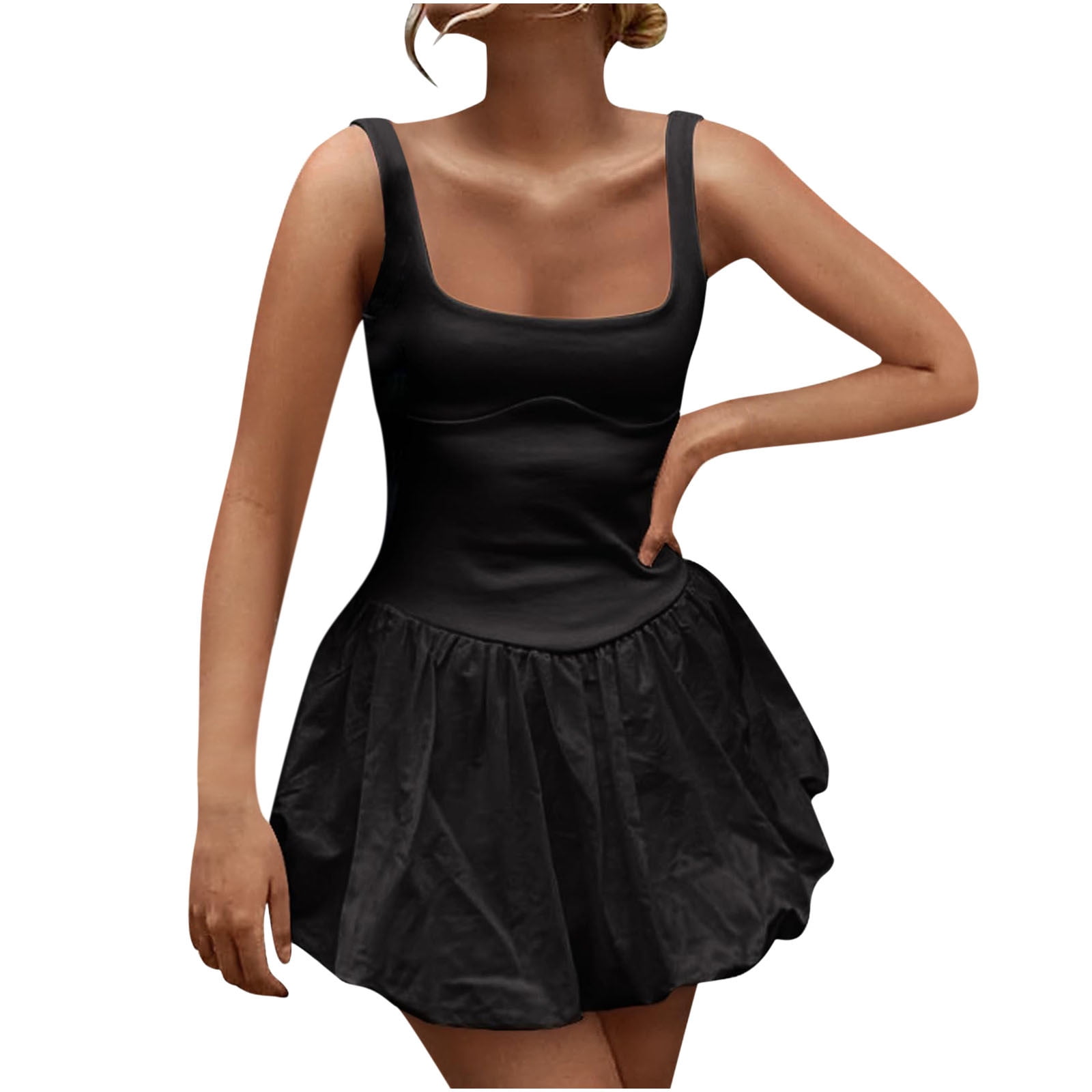 Women Summer Mini Dress Sleeveless Bubble Hem Tank Dress Balletcore Puffy Short Dresses Party Clubwear - Walmart.com Women Summer Mini Dress Sleeveless Bubble Hem Tank Dress Balletcore Puffy Short Dresses Party Clubwear - Walmart.com