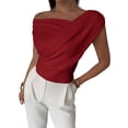 thumbnail image 1 of Women Summer Off the Shoulder Crop Cute Tops Sleeveless One Shoulder Ruched Y2K Going Out Tank Top Wine Red XL, 1 of 5