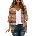 thumbnail image 1 of Women Summer Open Front Cardigan Top Print 3/4 Sleeve Tunic Top Lightweight Vintage T-Shirts Flowy Oversized Blouses Dressy Trendy Clothes, 1 of 1