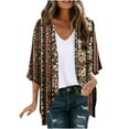 thumbnail image 1 of Women Summer Open Front Cardigan Top Print 3/4 Sleeve Tunic Top Lightweight Vintage T-Shirts Flowy Oversized Blouses Dressy Trendy Clothes, 1 of 5