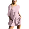 thumbnail image 1 of Women Summer Oversized Tee Romper Backless Loose Polyester Beach Casual, 1 of 5