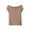 thumbnail image 1 of Women Summer Pajama Tshirts Casual Loose Off The Shoulder Short Sleeve Pj Tees Comfy Soft Breathable Solid Color Loungewear, 1 of 5
