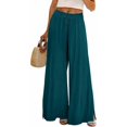 thumbnail image 1 of Women Summer Palazzo Pants High Waist Wide Leg Floral Casual Cotton Lounge Trousers with Pockets, 1 of 9