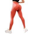 thumbnail image 1 of Women Summer Pants High Waist Textured Peach Hip Tight Fitness Sports Leggings Yoga Pants for Women Orange S, 1 of 4