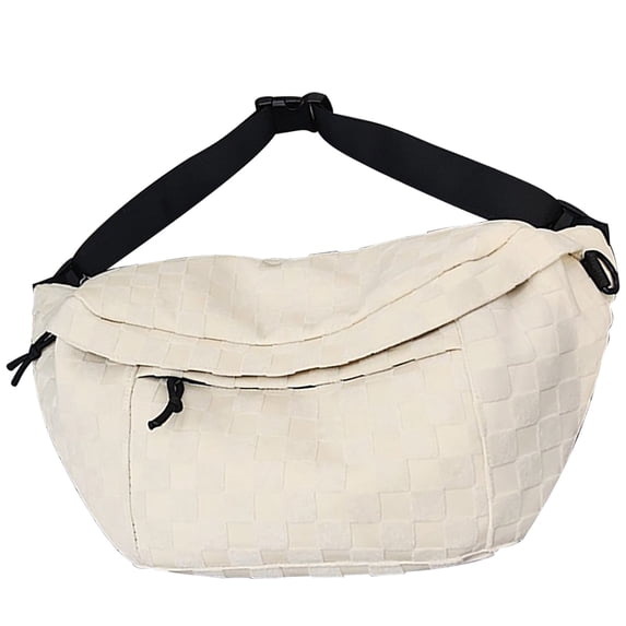 Women Summer Plaid Pattern Belt Bag, Fashion Canvas Zipper Fanny Pack, Large Capacity Hands Free Carry, Lightweight Comfort Adjustable Strap, Casual Daily Commute Travel Shopping Bag