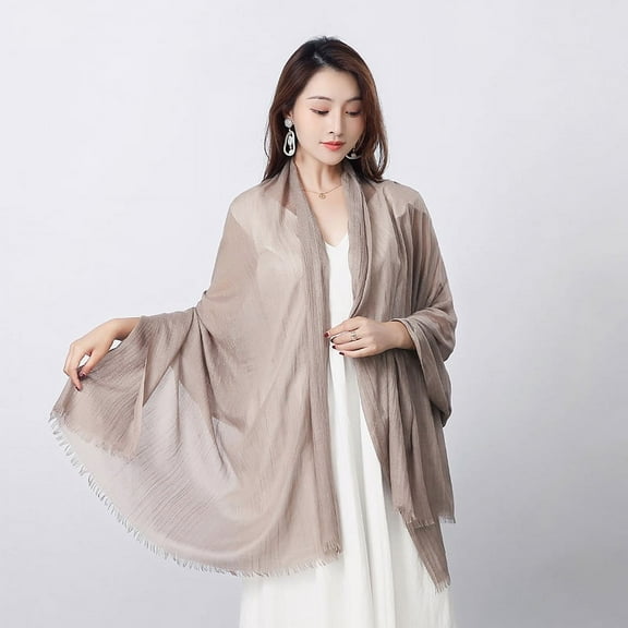 Women Summer Plain Scarfs Large Long Lightweight Linen Beach Gauze Shawl Wrap 77×37 inches